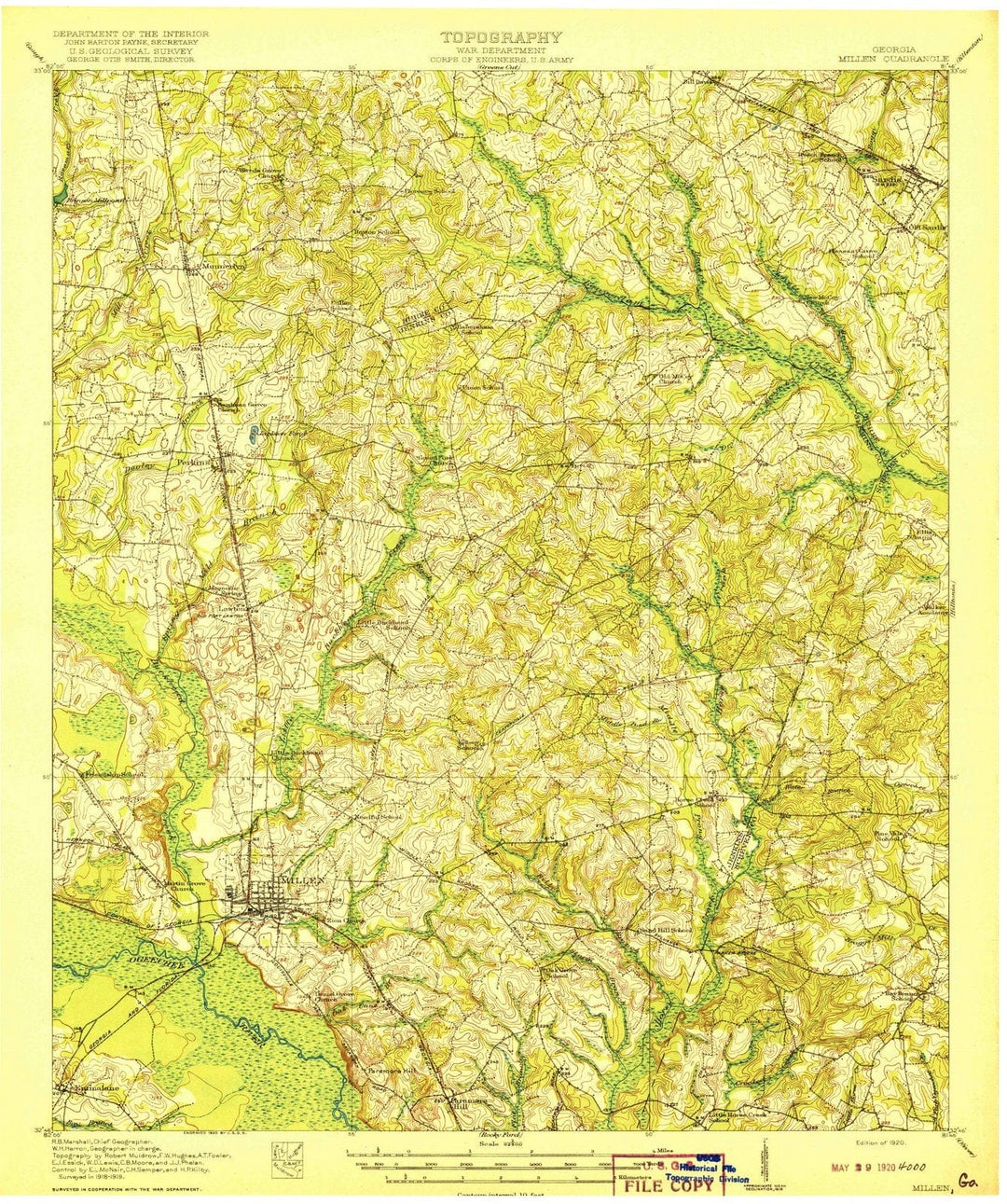 1920 Millen, GA - Georgia - USGS Topographic Map