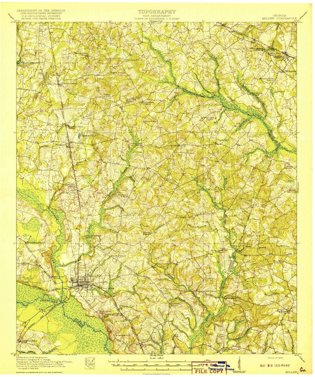 1920 Millen, GA - Georgia - USGS Topographic Map
