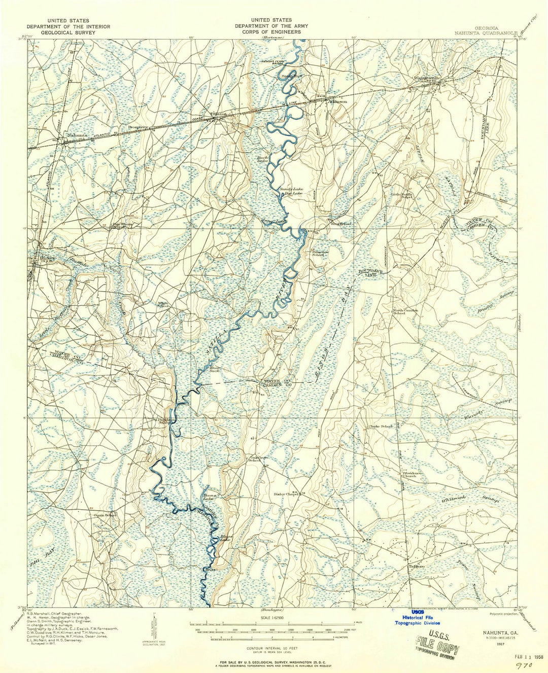 1917 Nahunta, GA - Georgia - USGS Topographic Map