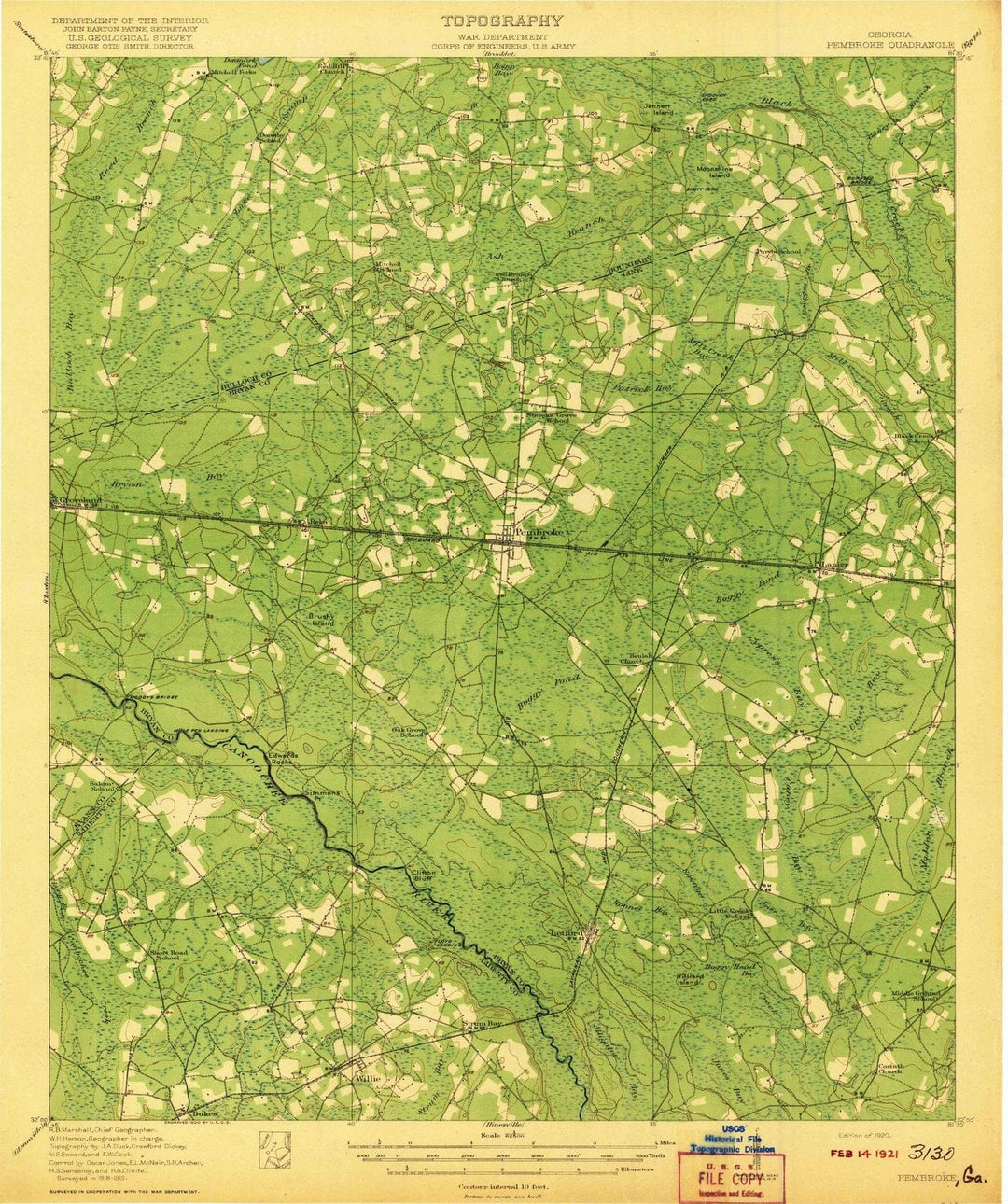1920 Pembroke, GA - Georgia - USGS Topographic Map