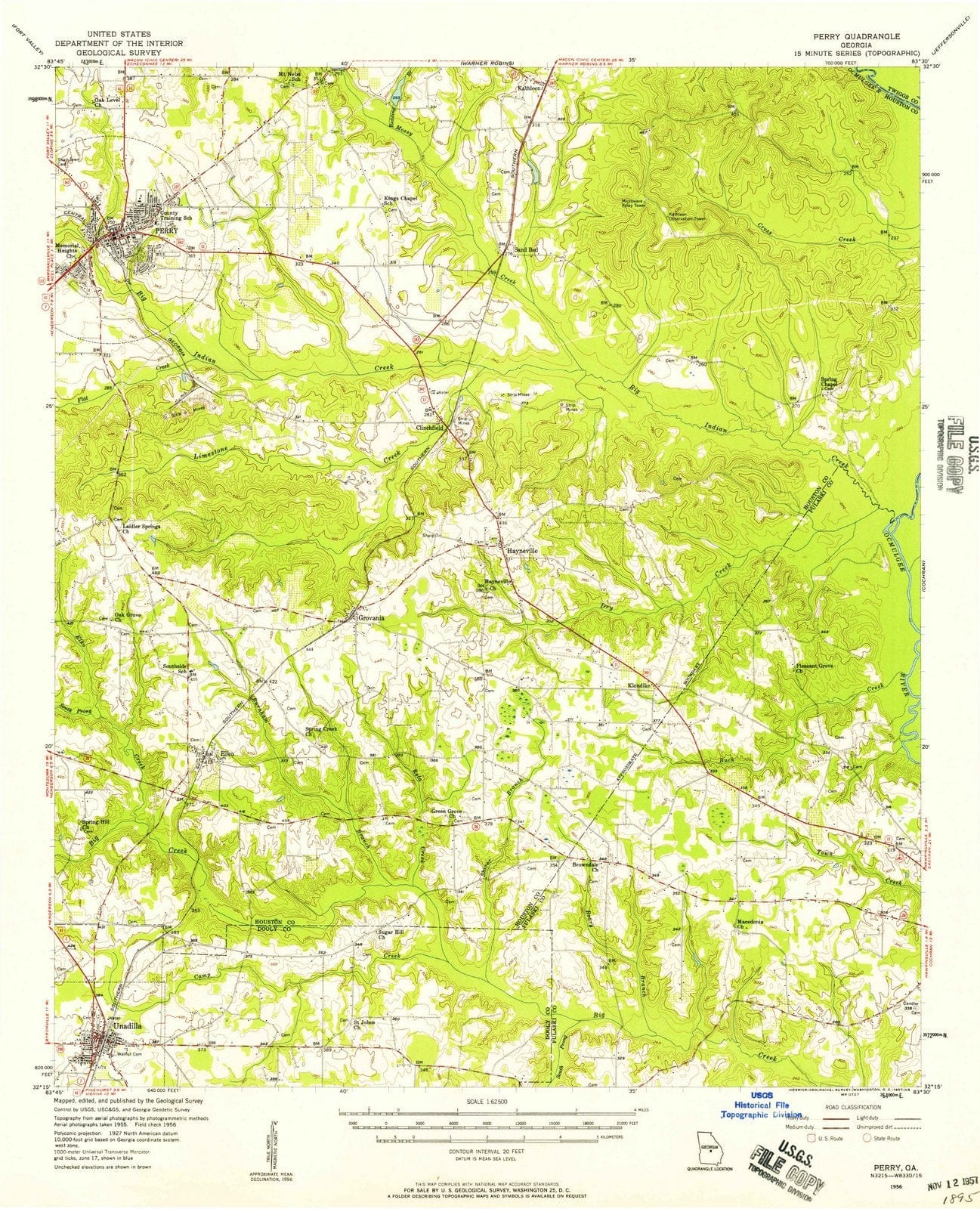 1956 Perry, GA - Georgia - USGS Topographic Map