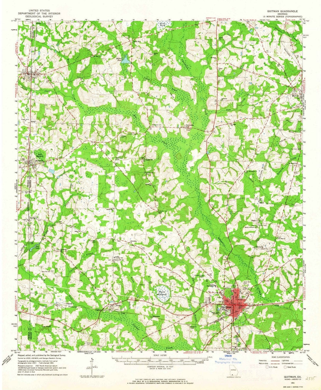 1961 Quitman, GA - Georgia - USGS Topographic Map
