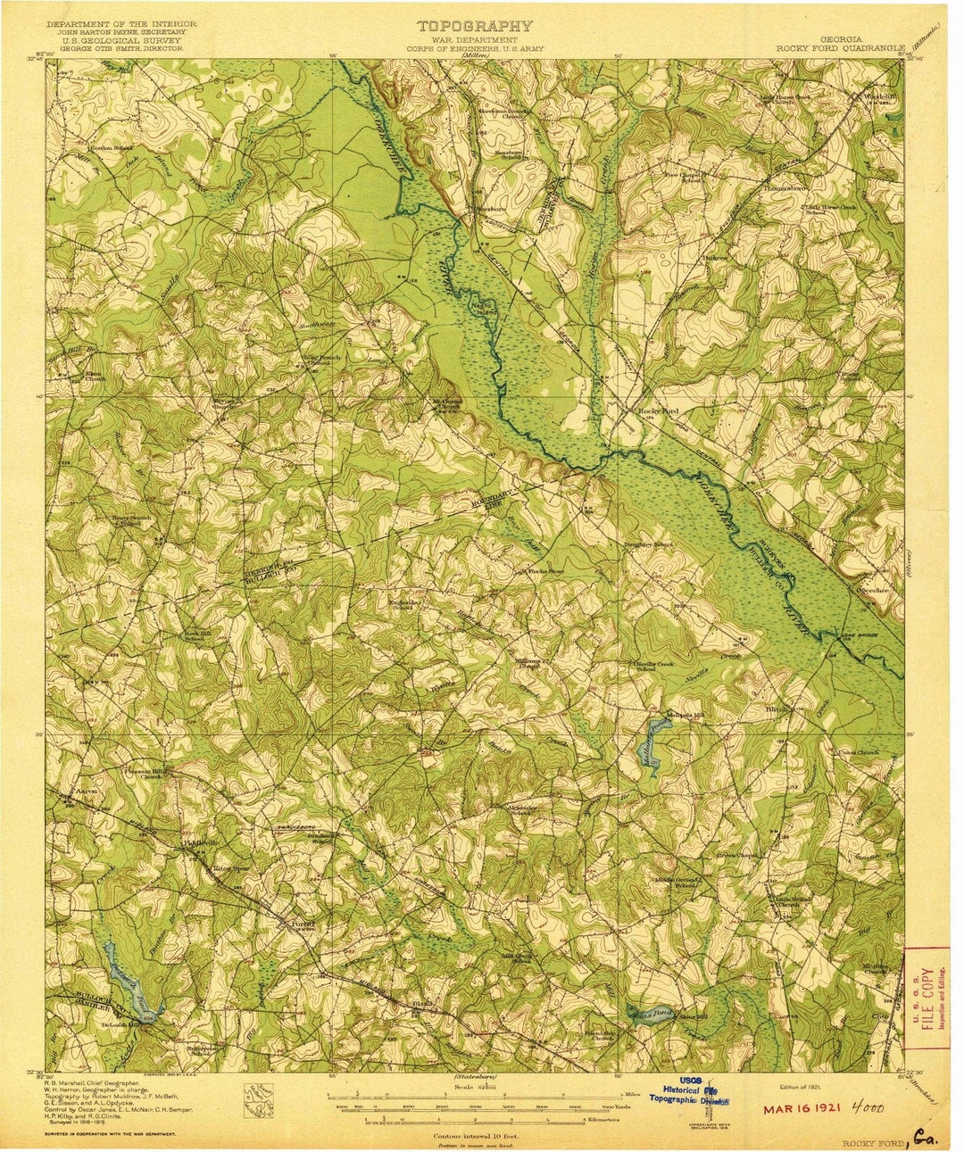 1921 Rocky Ford, GA - Georgia - USGS Topographic Map