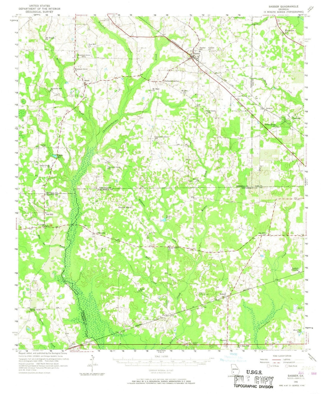 1956 Sasser, GA - Georgia - USGS Topographic Map