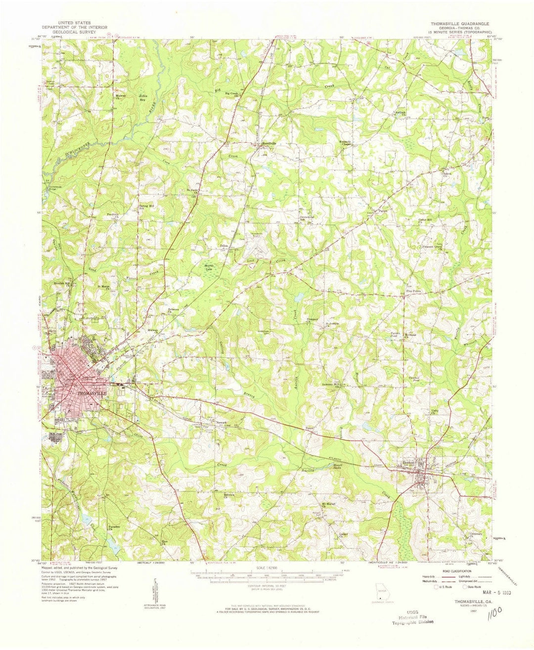 1957 Thomasville, GA - Georgia - USGS Topographic Map