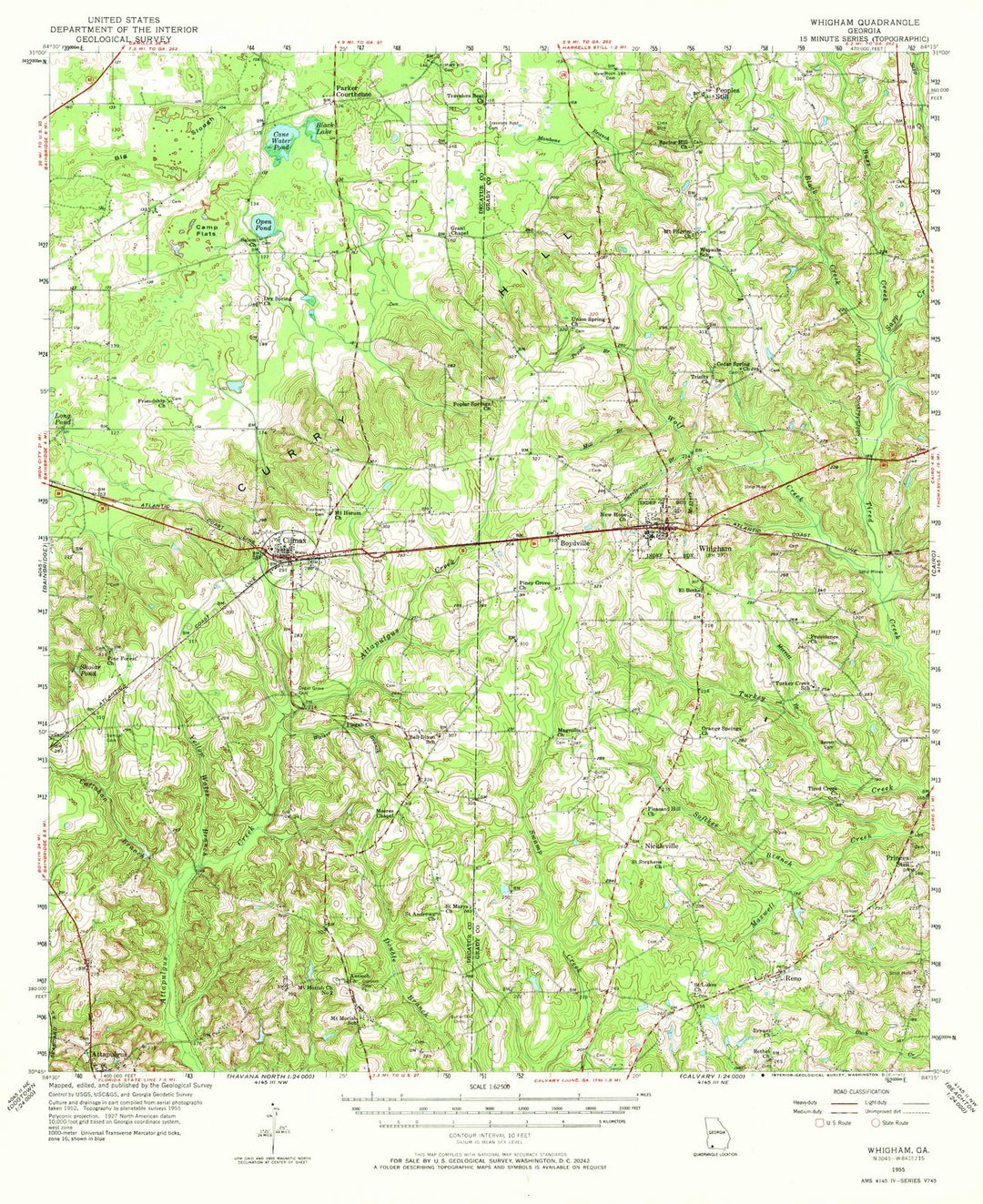1955 Whigham, GA - Georgia - USGS Topographic Map