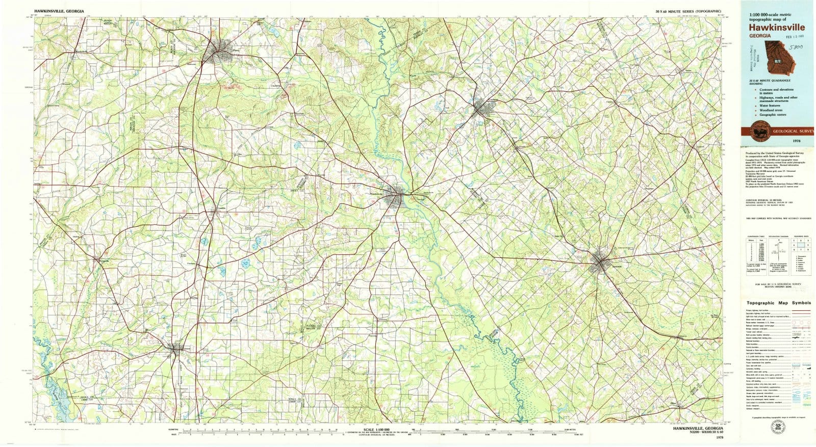 1978 Hawkinsville, GA - Georgia - USGS Topographic Map