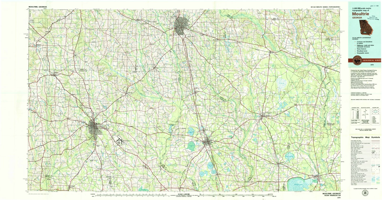1979 Moultrie, GA - Georgia - USGS Topographic Map