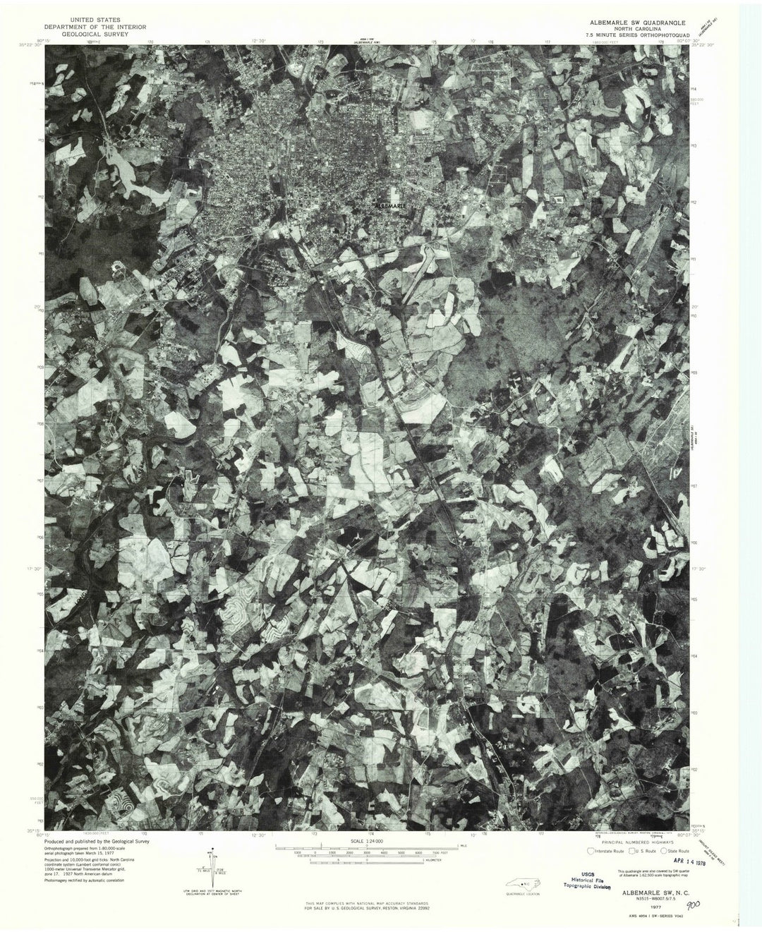 1977 Albemarle, NC - North Carolina - USGS Topographic Map v2