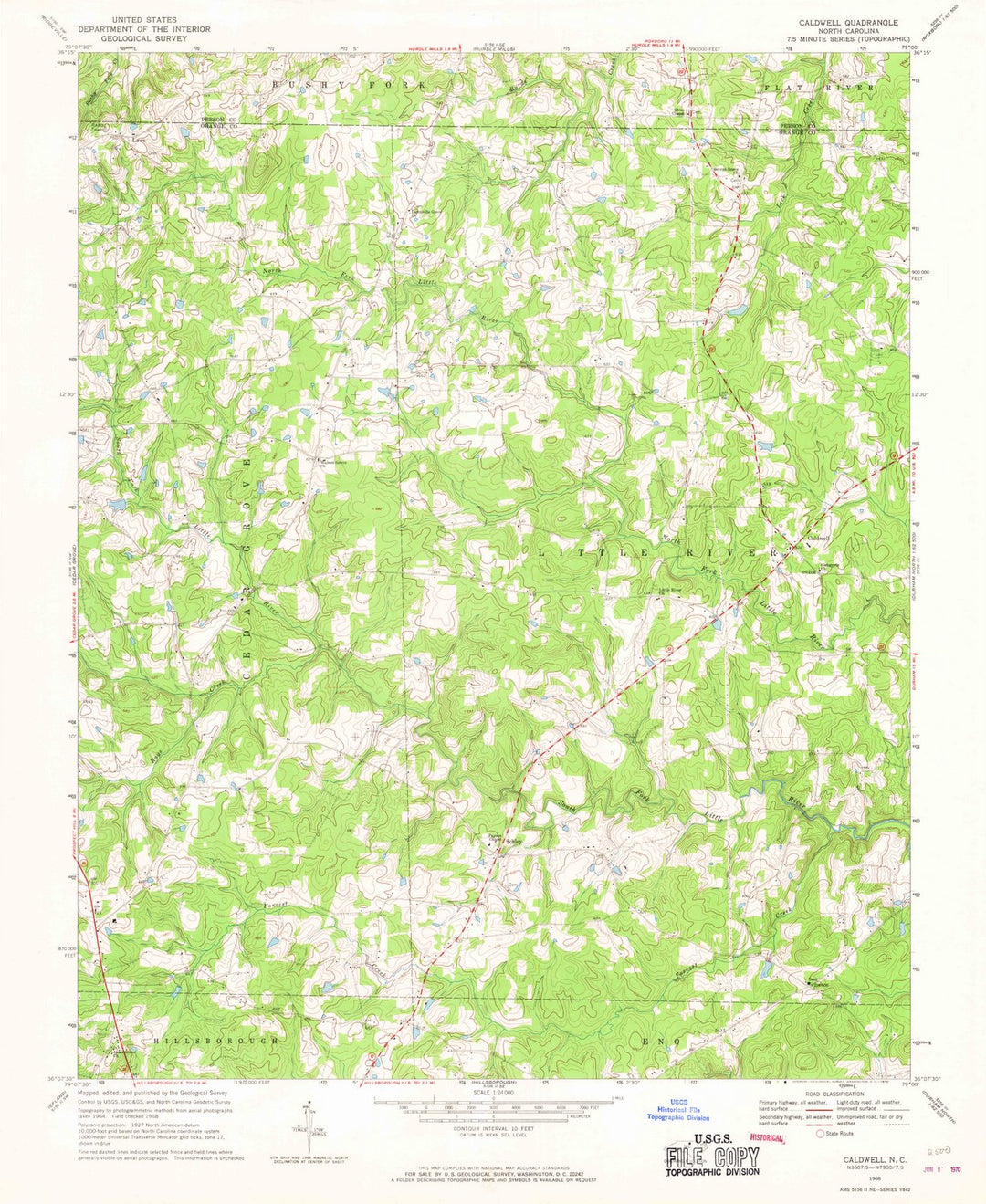 1968 Caldwell, NC - North Carolina - USGS Topographic Map