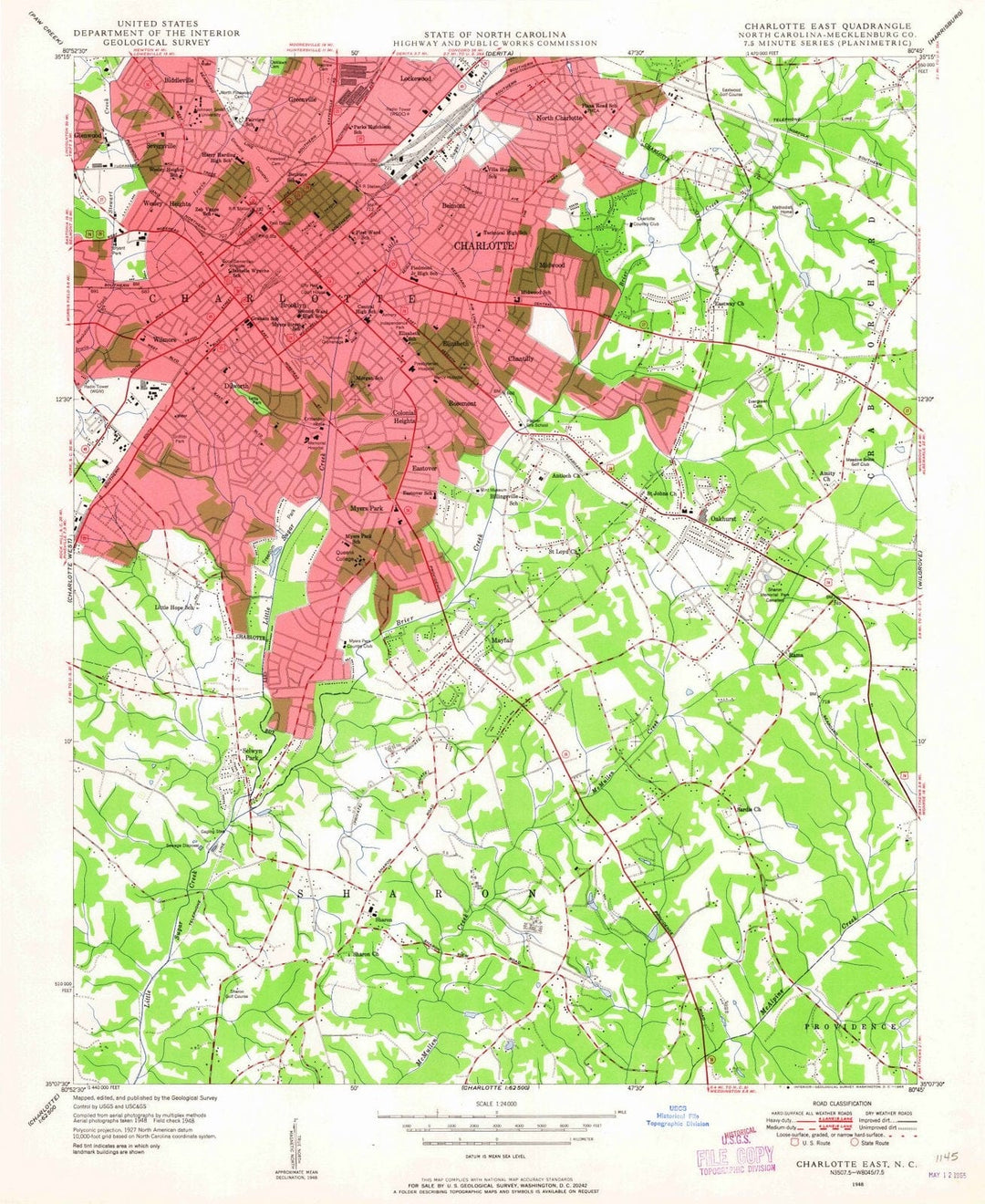 1948 Charlotte East, NC - North Carolina - USGS Topographic Map