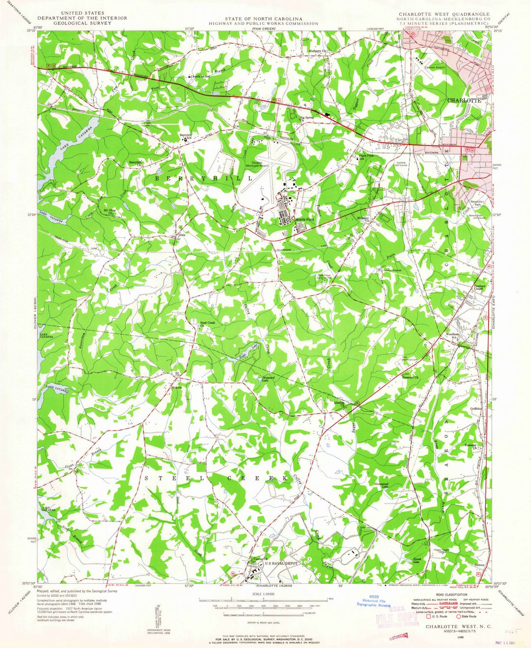 1948 Charlotte West, NC - North Carolina - USGS Topographic Map