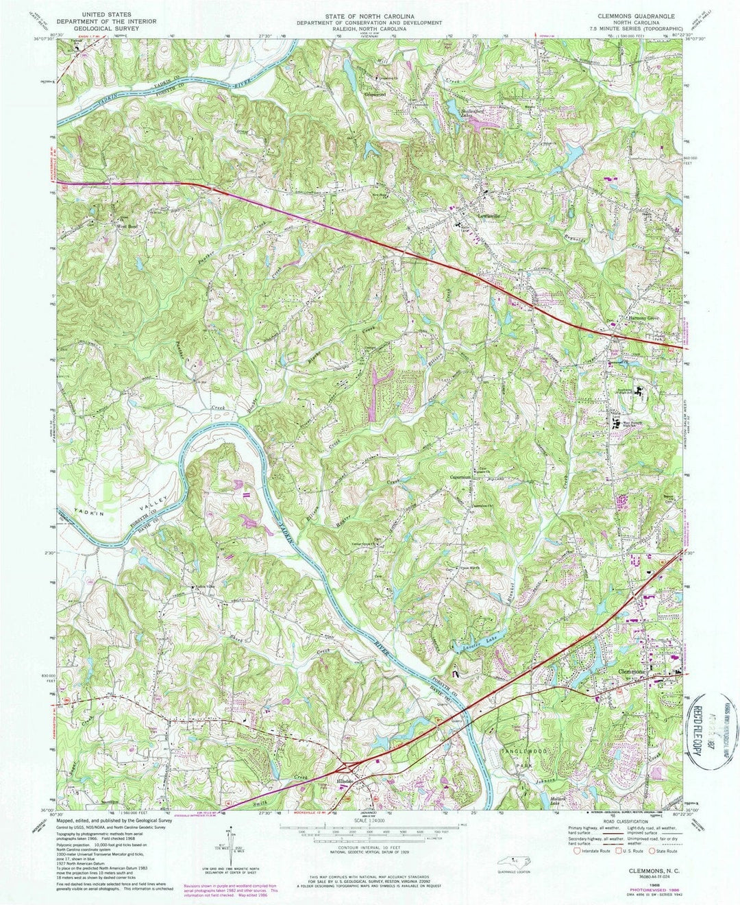 1968 Clemmons, NC - North Carolina - USGS Topographic Map