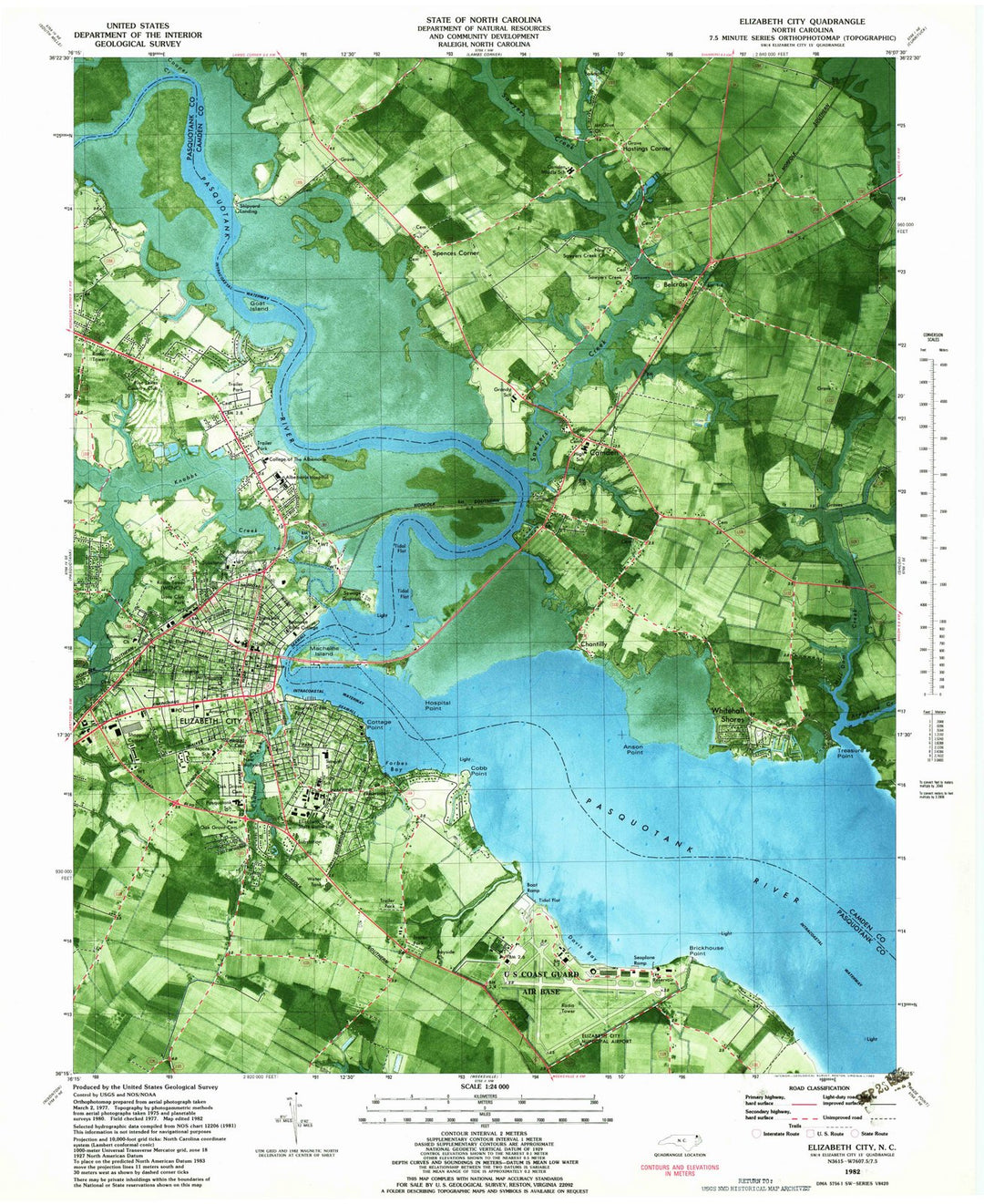 1982 Elizabeth City, NC - North Carolina - USGS Topographic Map