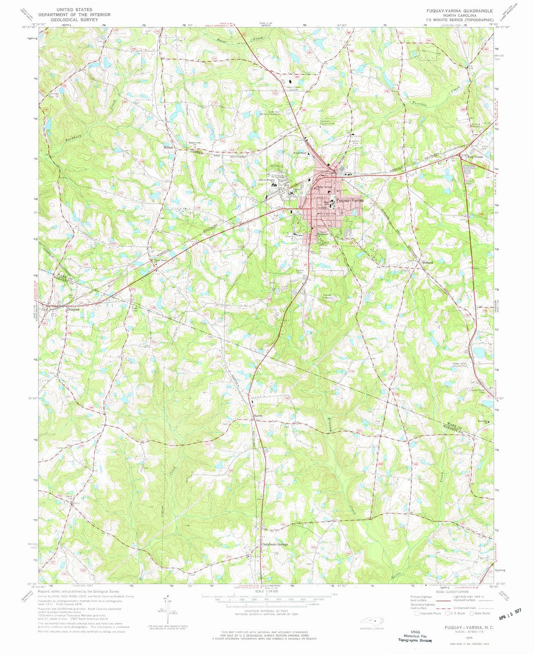 1974 Fuquay, NC - North Carolina - USGS Topographic Map