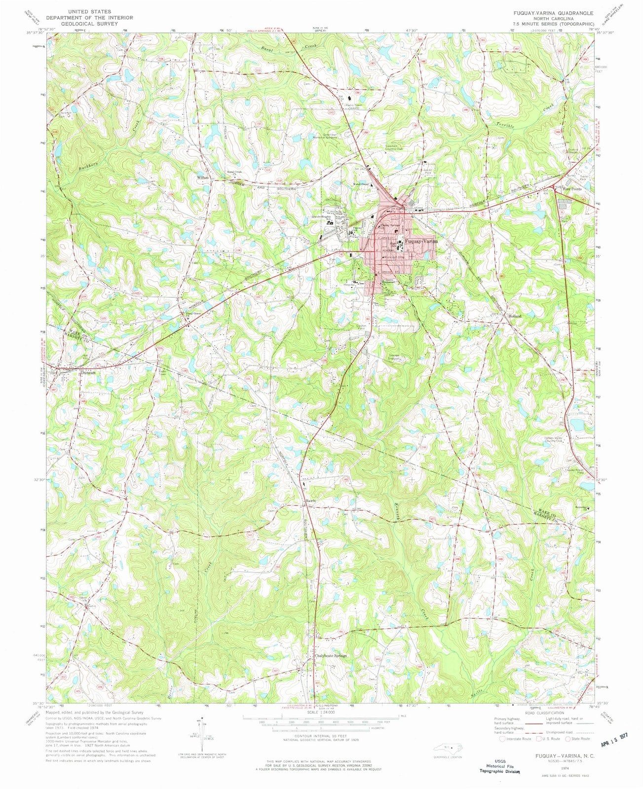 1974 Fuquay, NC - North Carolina - USGS Topographic Map