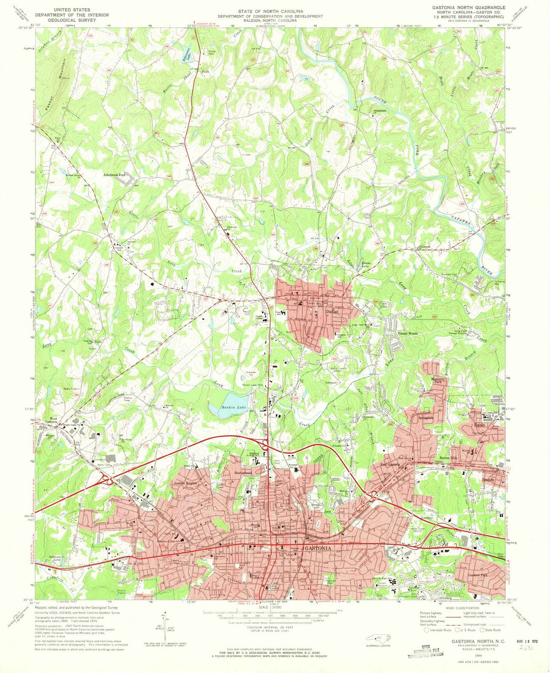 1970 Gastonia North, NC - North Carolina - USGS Topographic Map