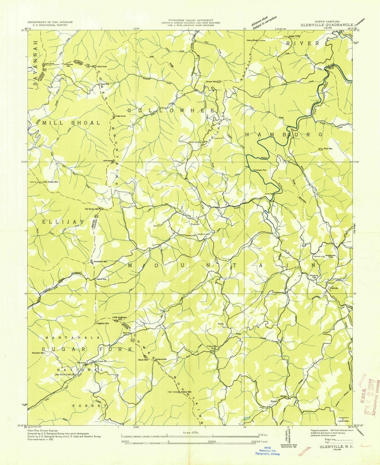 1935 Glenville, NC - North Carolina - USGS Topographic Map