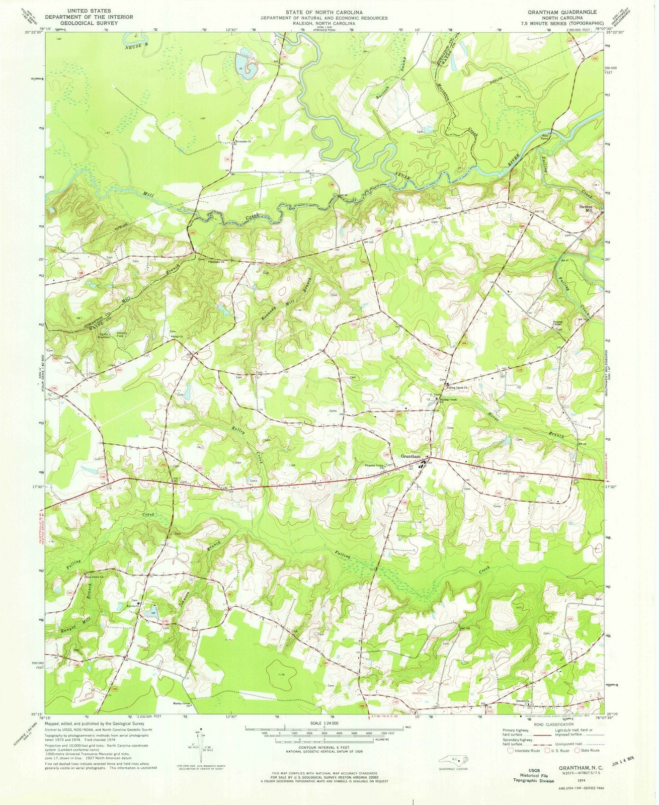 1974 Graham, NC - North Carolina - USGS Topographic Map