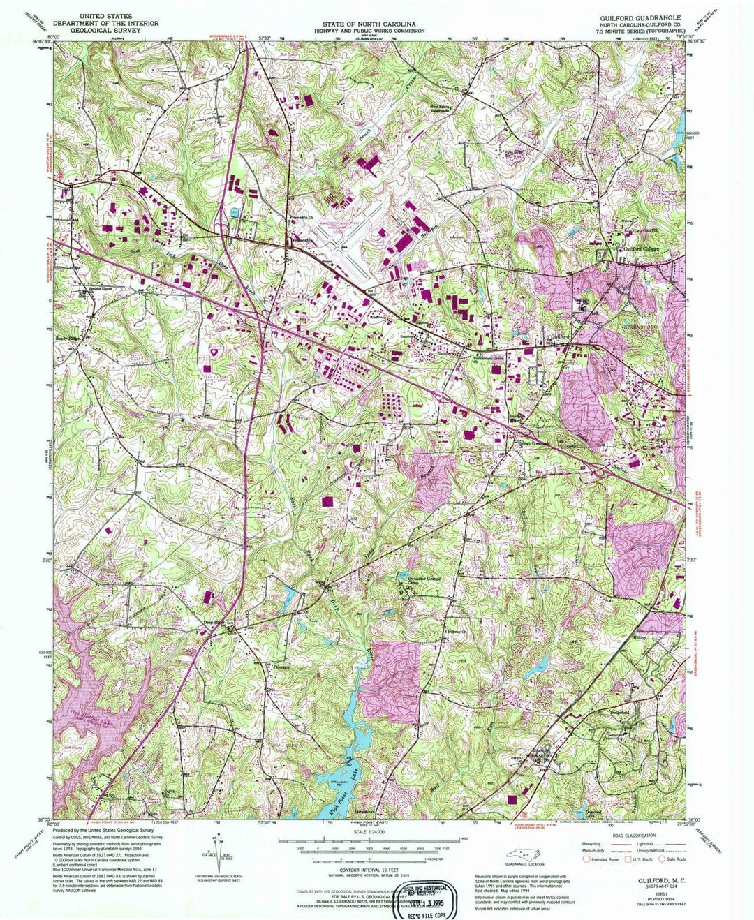 1951 Guilford, NC - North Carolina - USGS Topographic Map