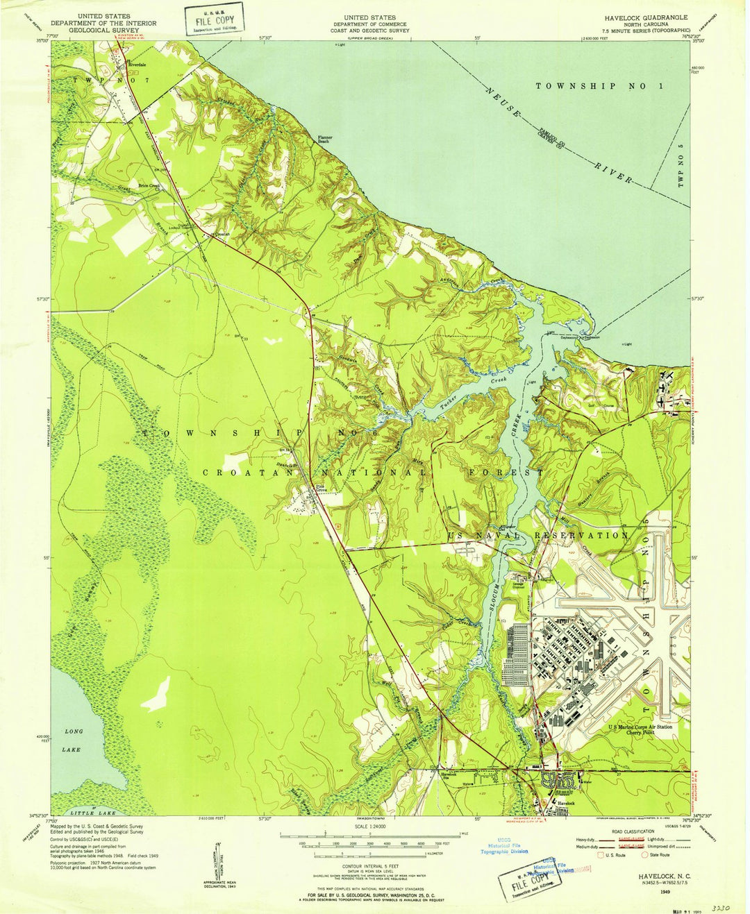 1949 Havelock, NC - North Carolina - USGS Topographic Map