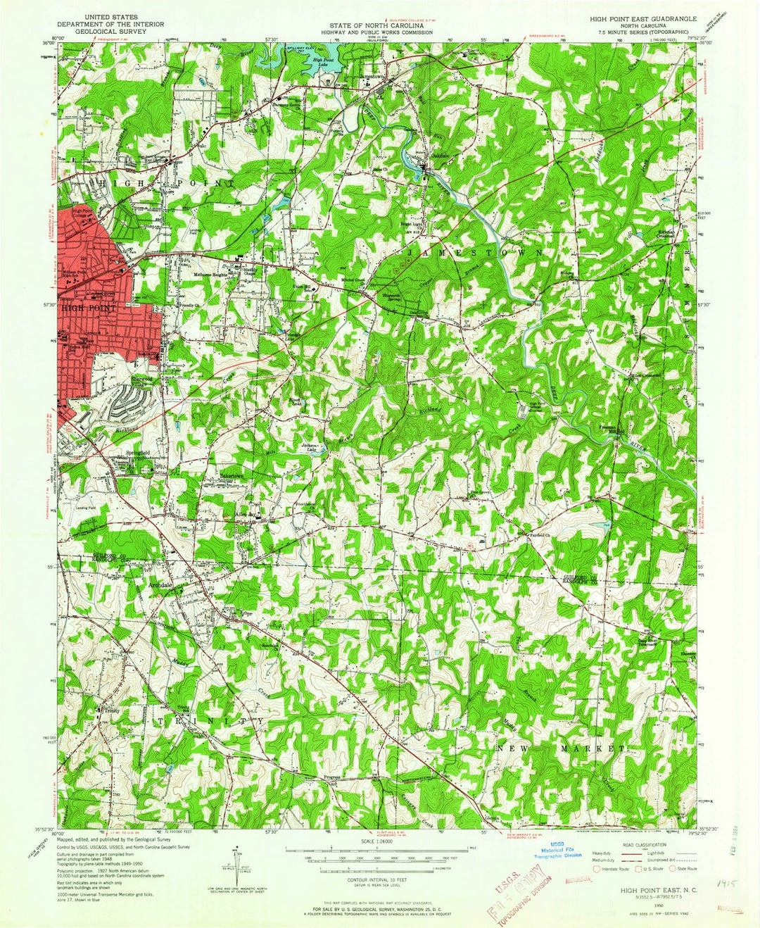 1950 High Point East, NC - North Carolina - USGS Topographic Map
