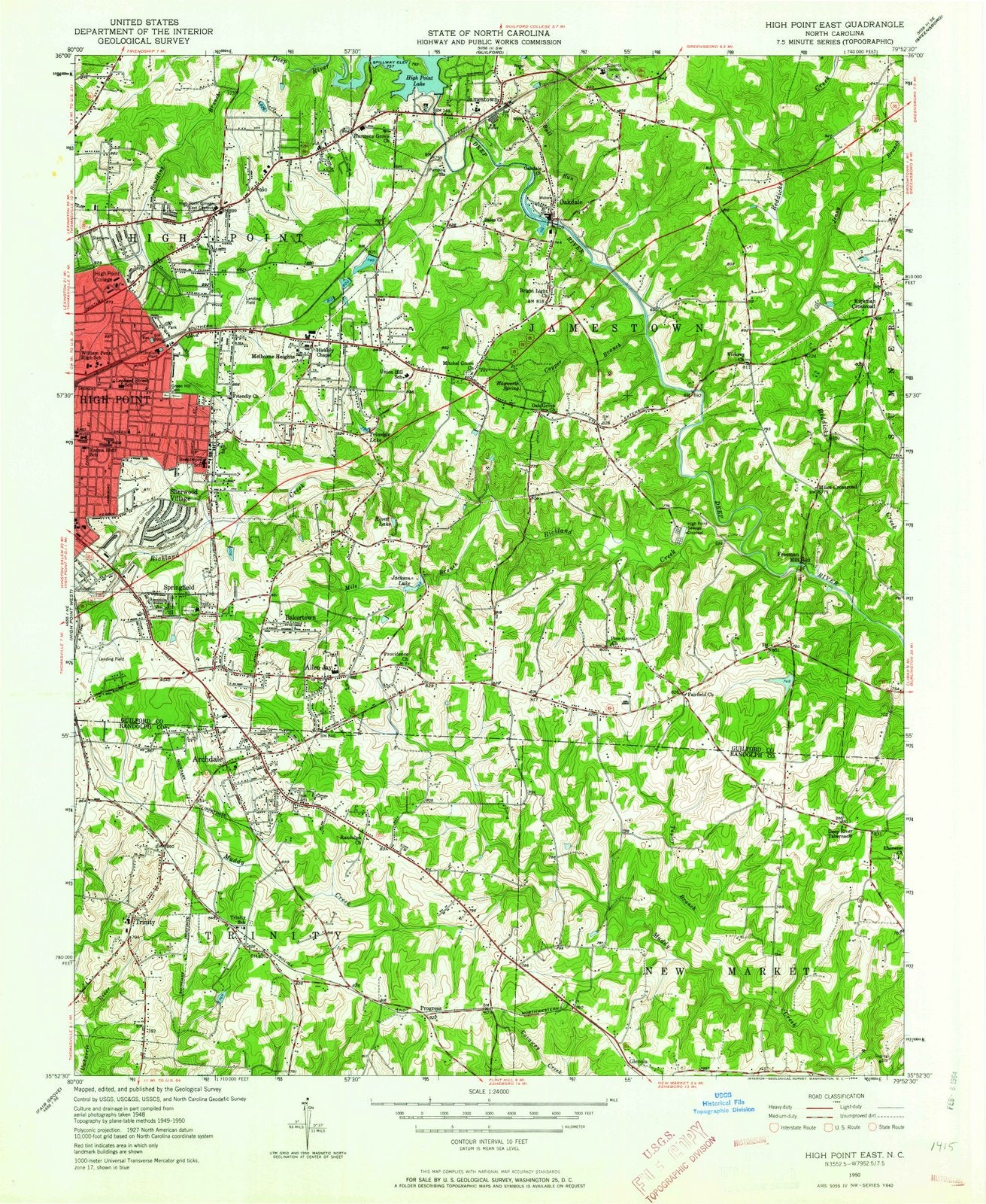 1950 High Point East, NC - North Carolina - USGS Topographic Map