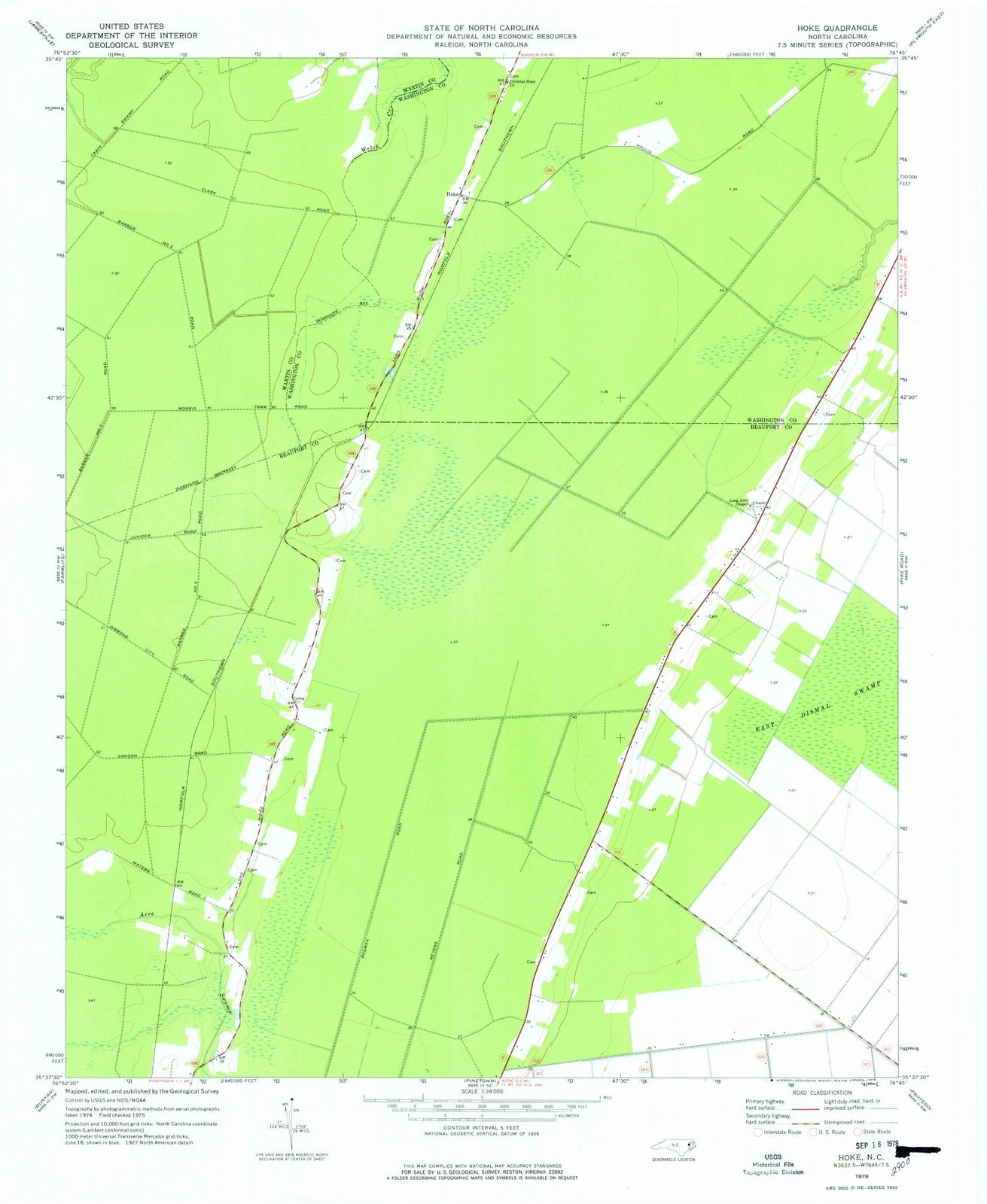 1978 Hoke, NC - North Carolina - USGS Topographic Map