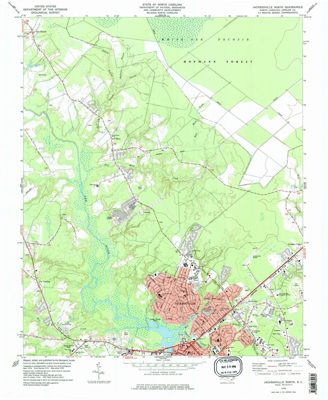 1978 Jacksonville North, NC - North Carolina - USGS Topographic Map