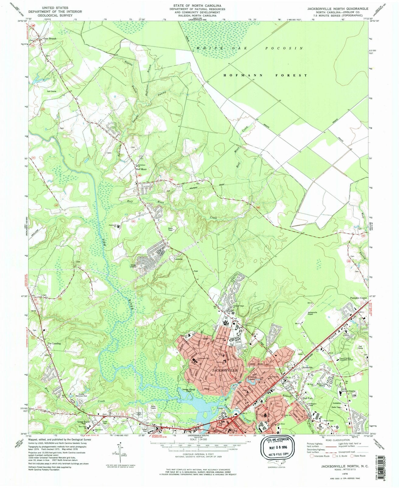 1978 Jacksonville North, NC - North Carolina - USGS Topographic Map
