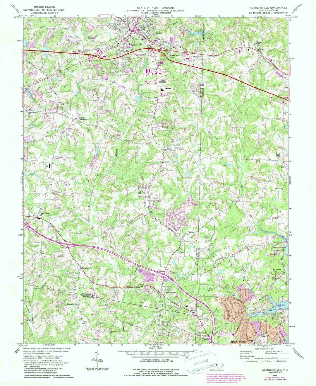 1969 Kernersville, NC - North Carolina - USGS Topographic Map