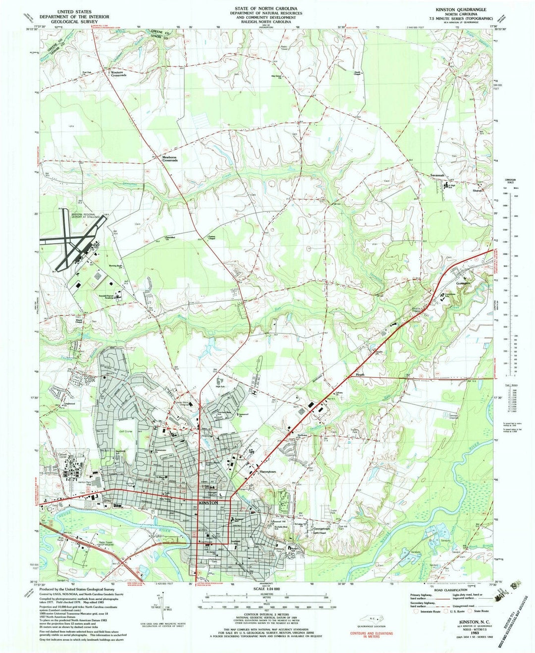 1983 Kinston, NC - North Carolina - USGS Topographic Map