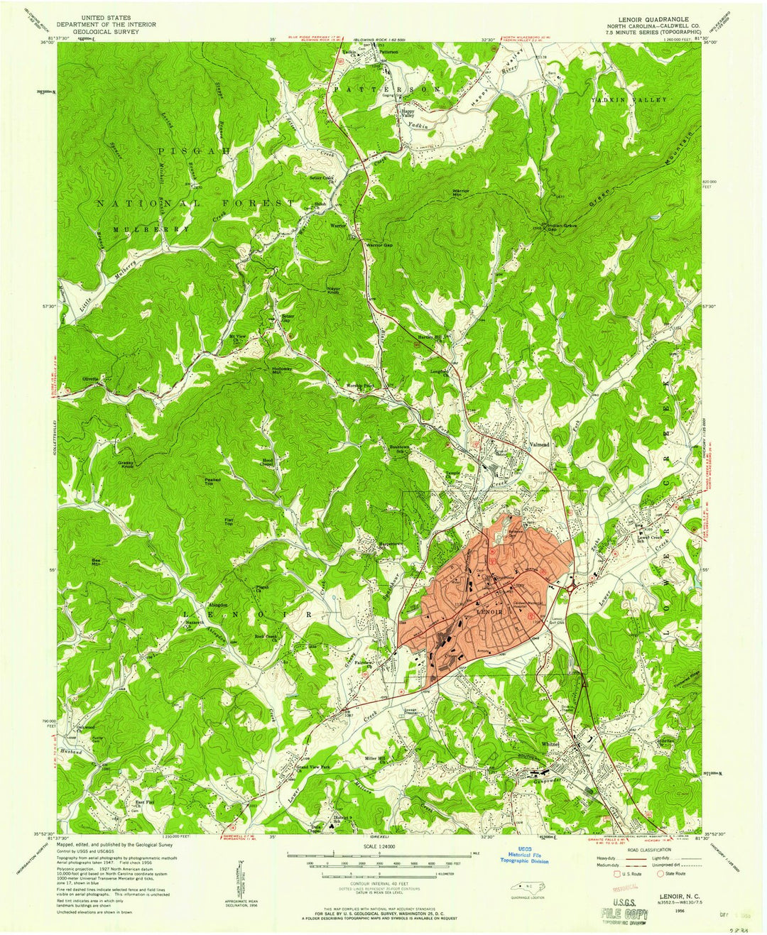 1956 Lenoir, NC - North Carolina - USGS Topographic Map