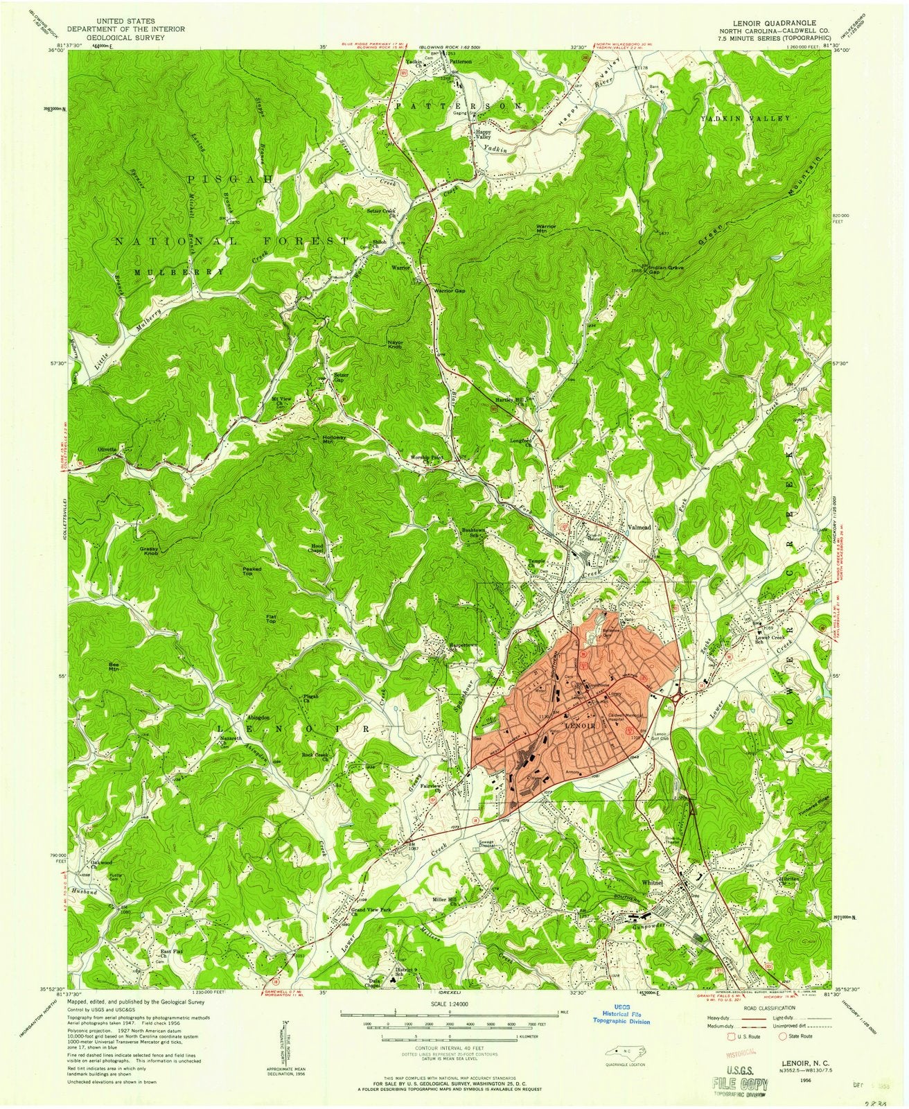 1956 Lenoir, NC - North Carolina - USGS Topographic Map