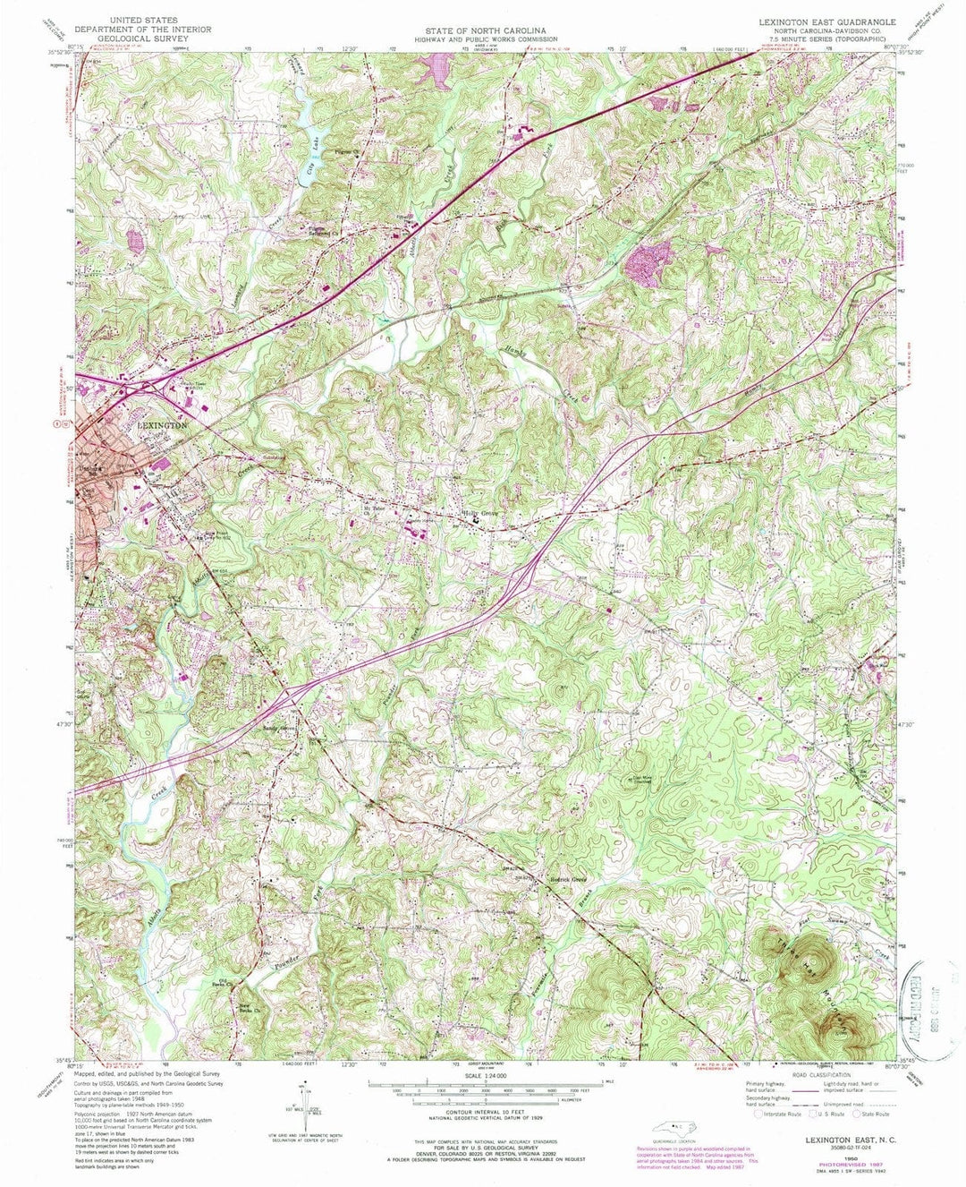 1950 Lexington East, NC - North Carolina - USGS Topographic Map