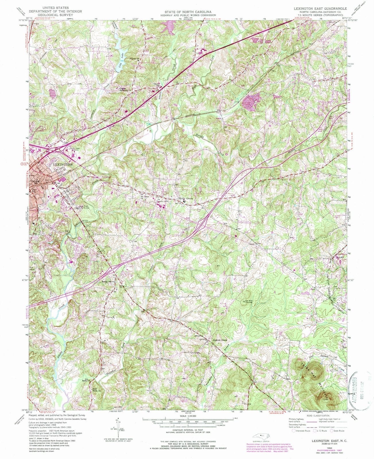 1950 Lexington East, NC - North Carolina - USGS Topographic Map