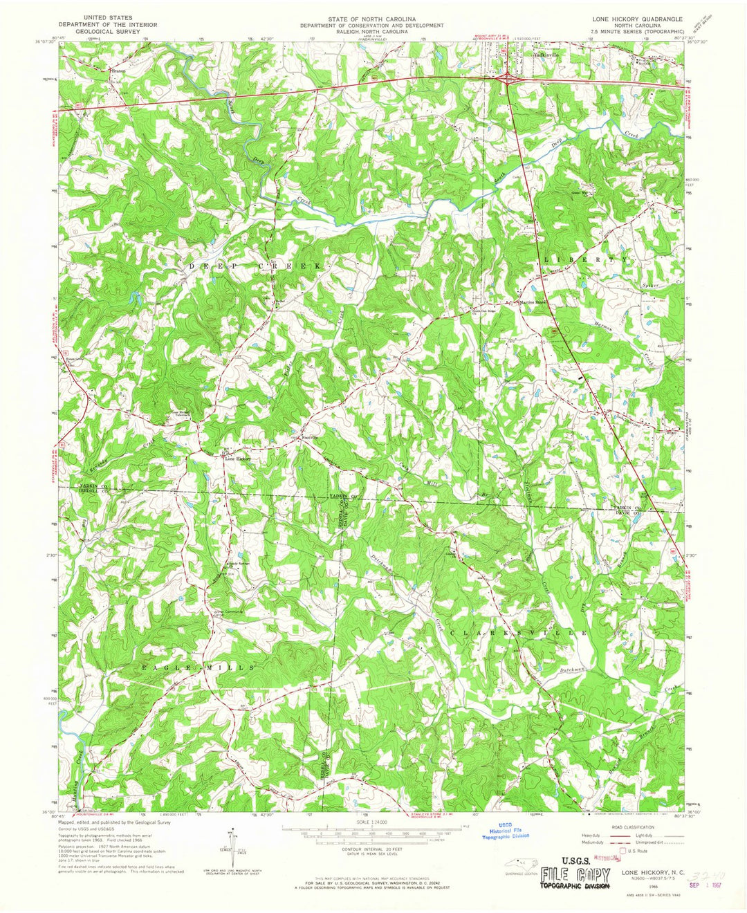 1966 Lone Hickory, NC - North Carolina - USGS Topographic Map