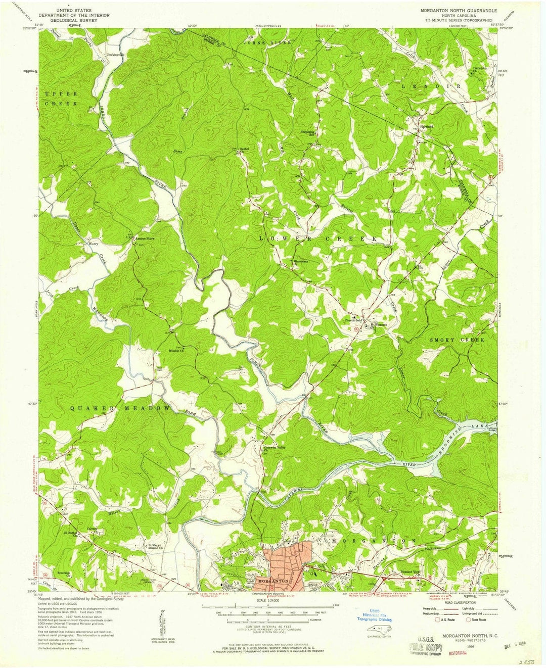 1956 Morganton North, NC - North Carolina - USGS Topographic Map