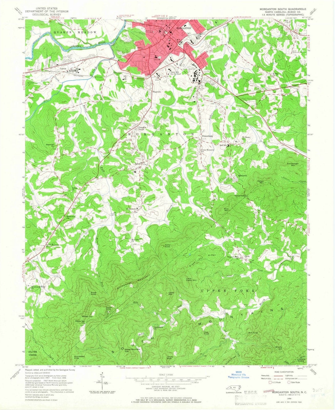 1956 Morganton South, NC - North Carolina - USGS Topographic Map