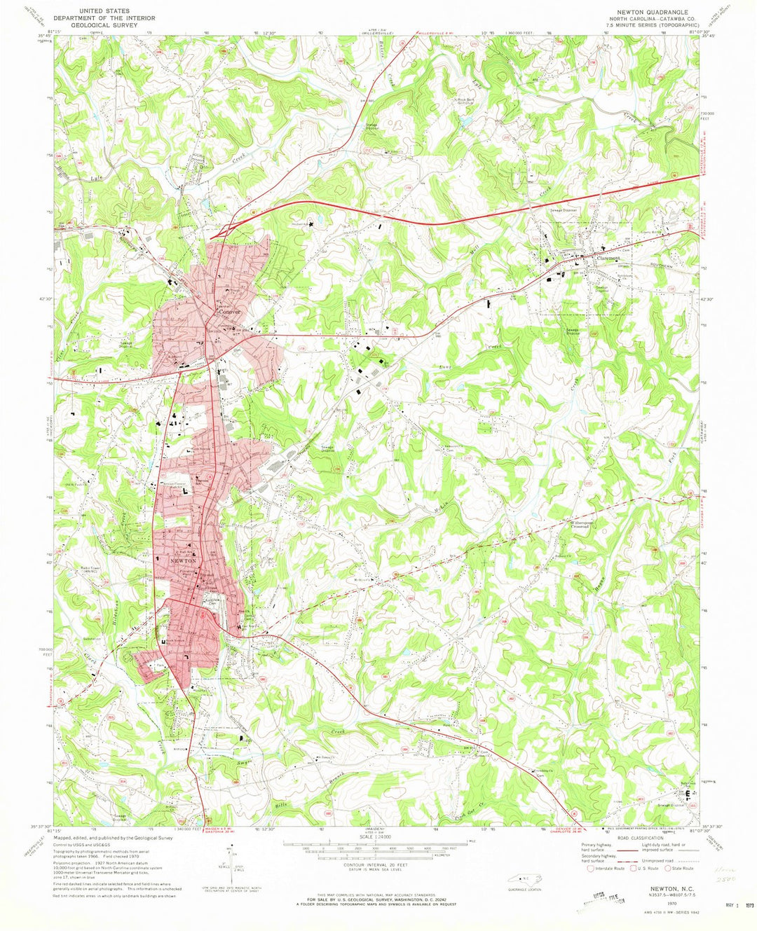 1970 Newton, NC - North Carolina - USGS Topographic Map