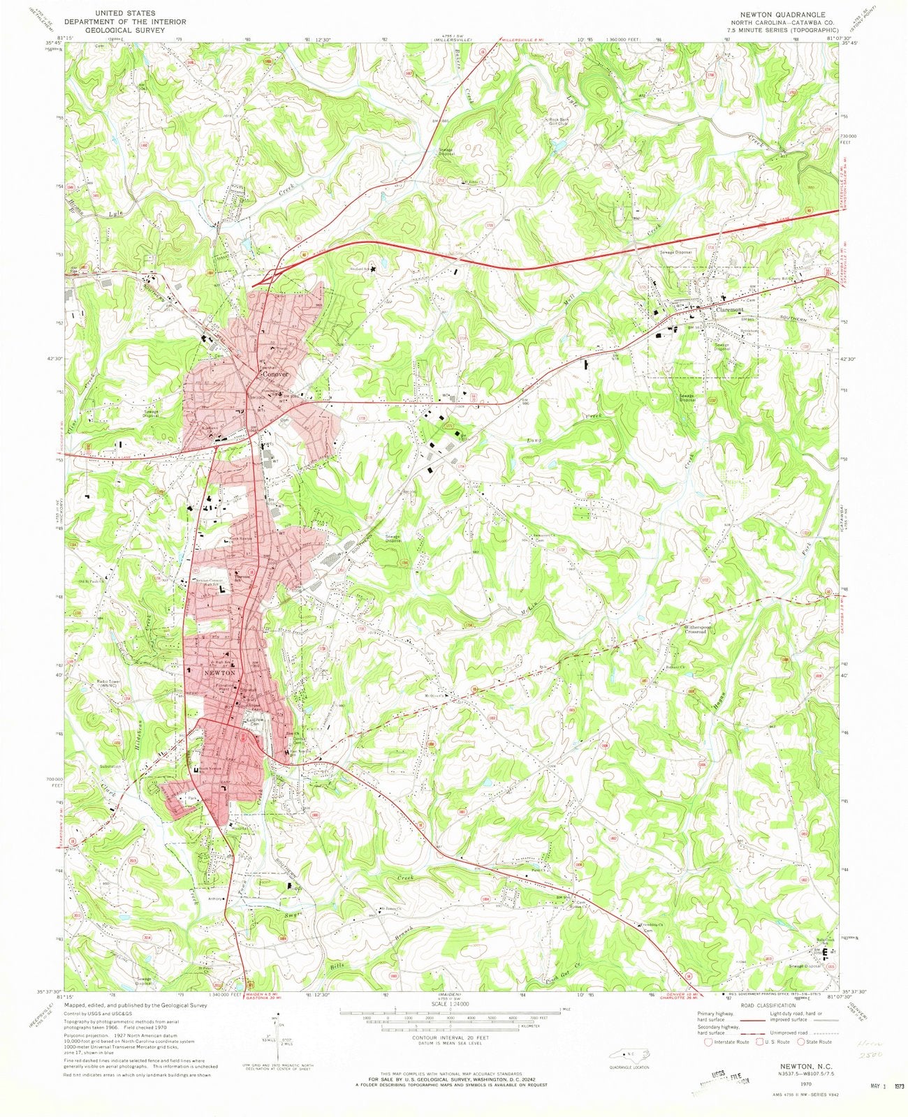 1970 Newton, NC - North Carolina - USGS Topographic Map