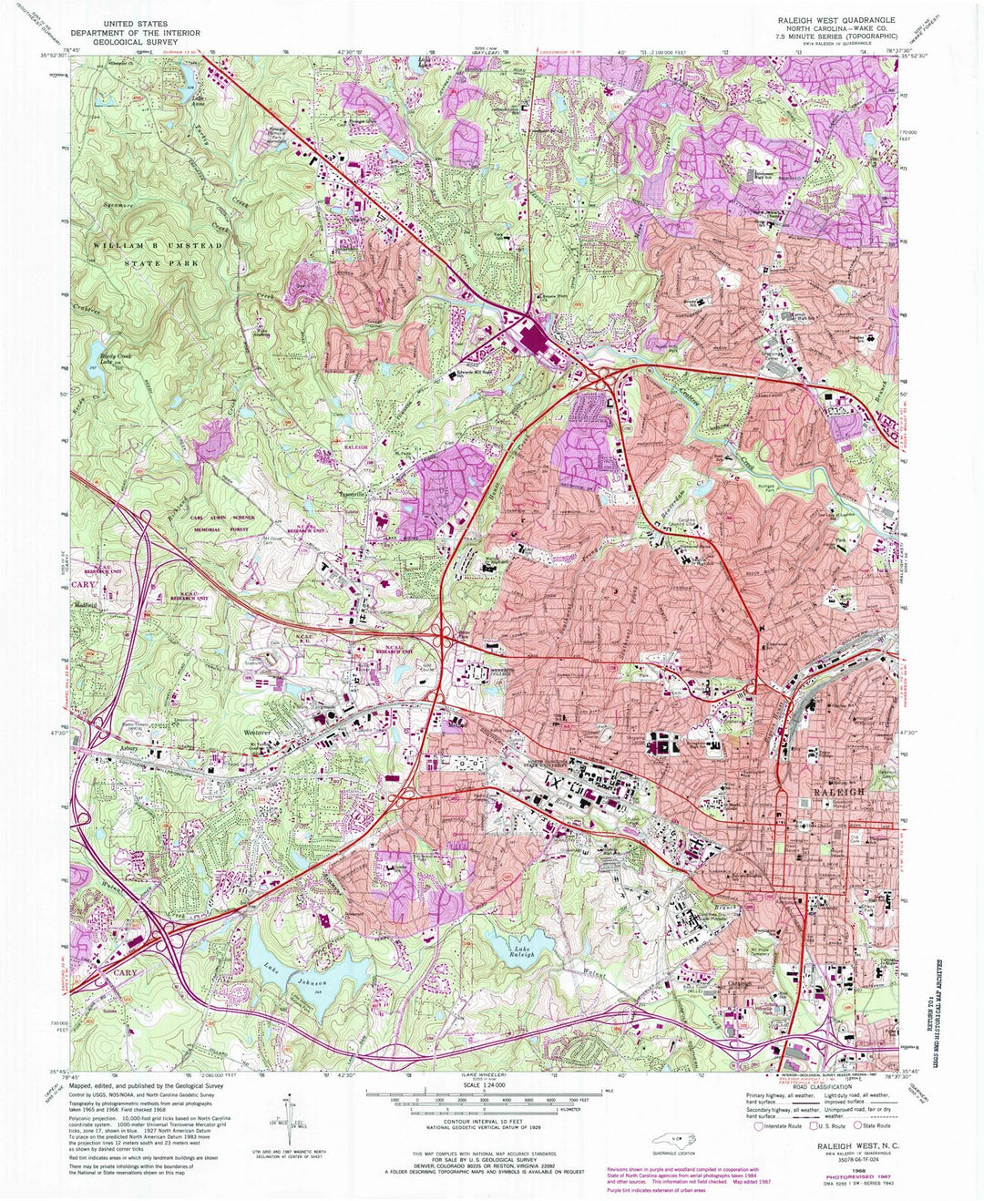 1968 Raleigh West, NC - North Carolina - USGS Topographic Map