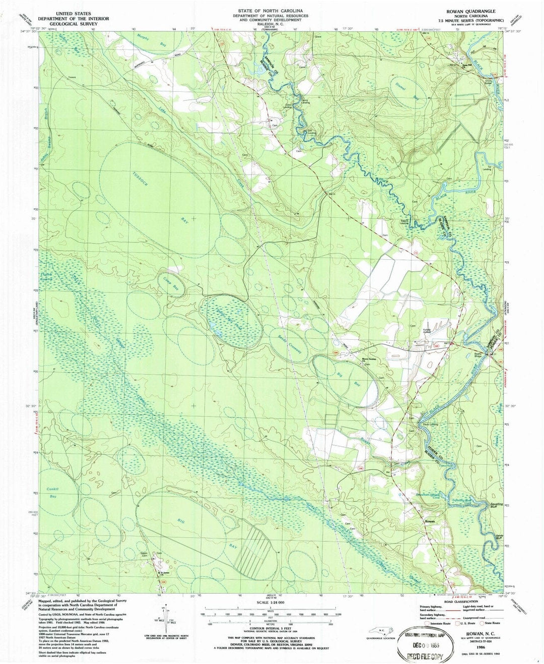 1986 Rowan, NC - North Carolina - USGS Topographic Map