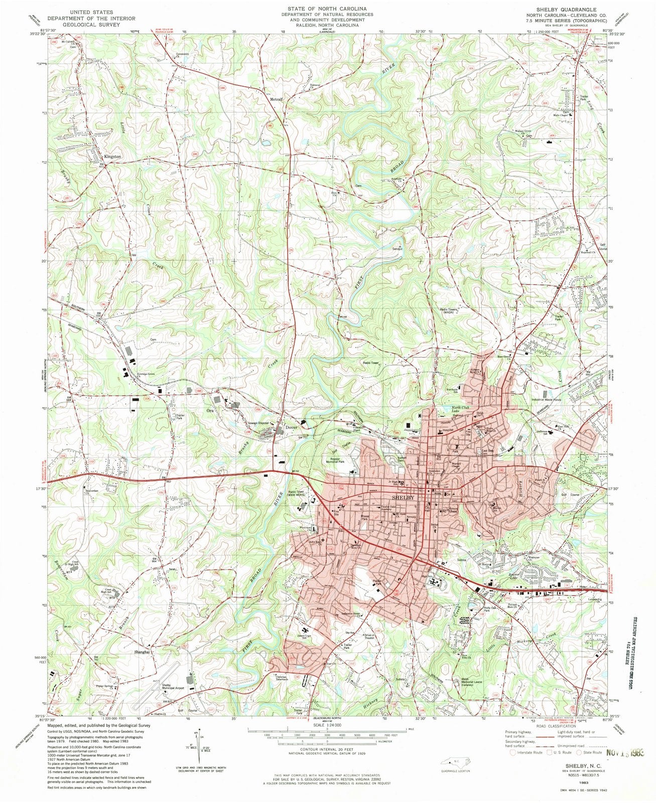 1983 Shelby, NC - North Carolina - USGS Topographic Map