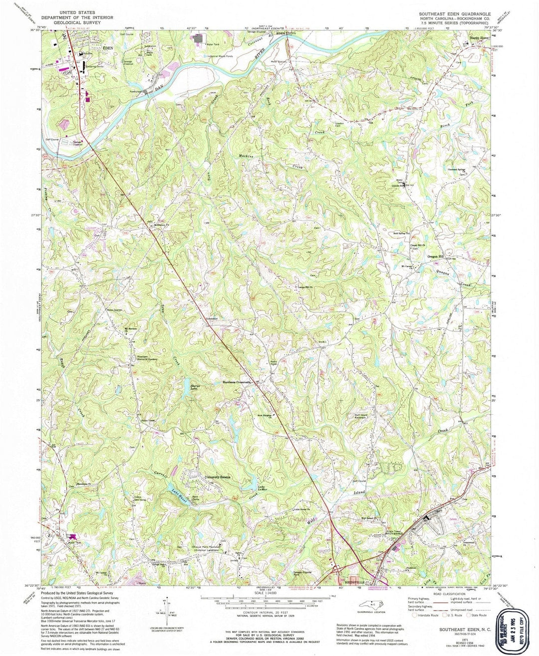 1971 Eden, NC - North Carolina - USGS Topographic Map