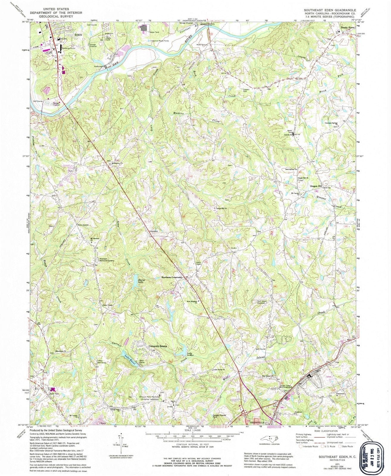 1971 Eden, NC - North Carolina - USGS Topographic Map