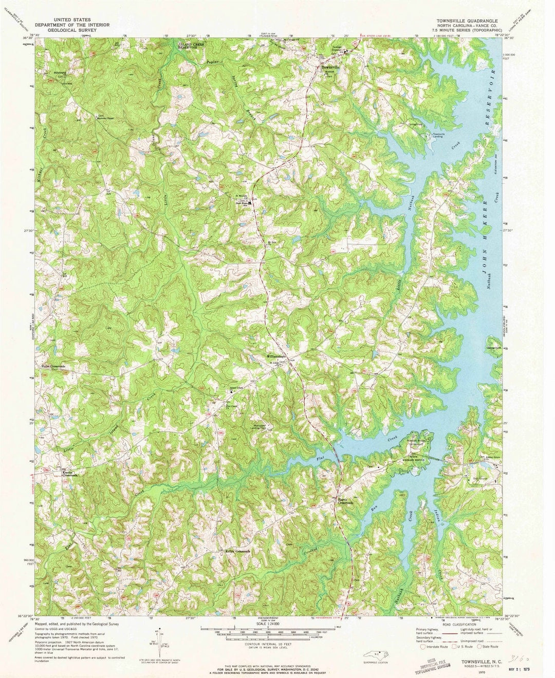 1970 Townsville, NC - North Carolina - USGS Topographic Map