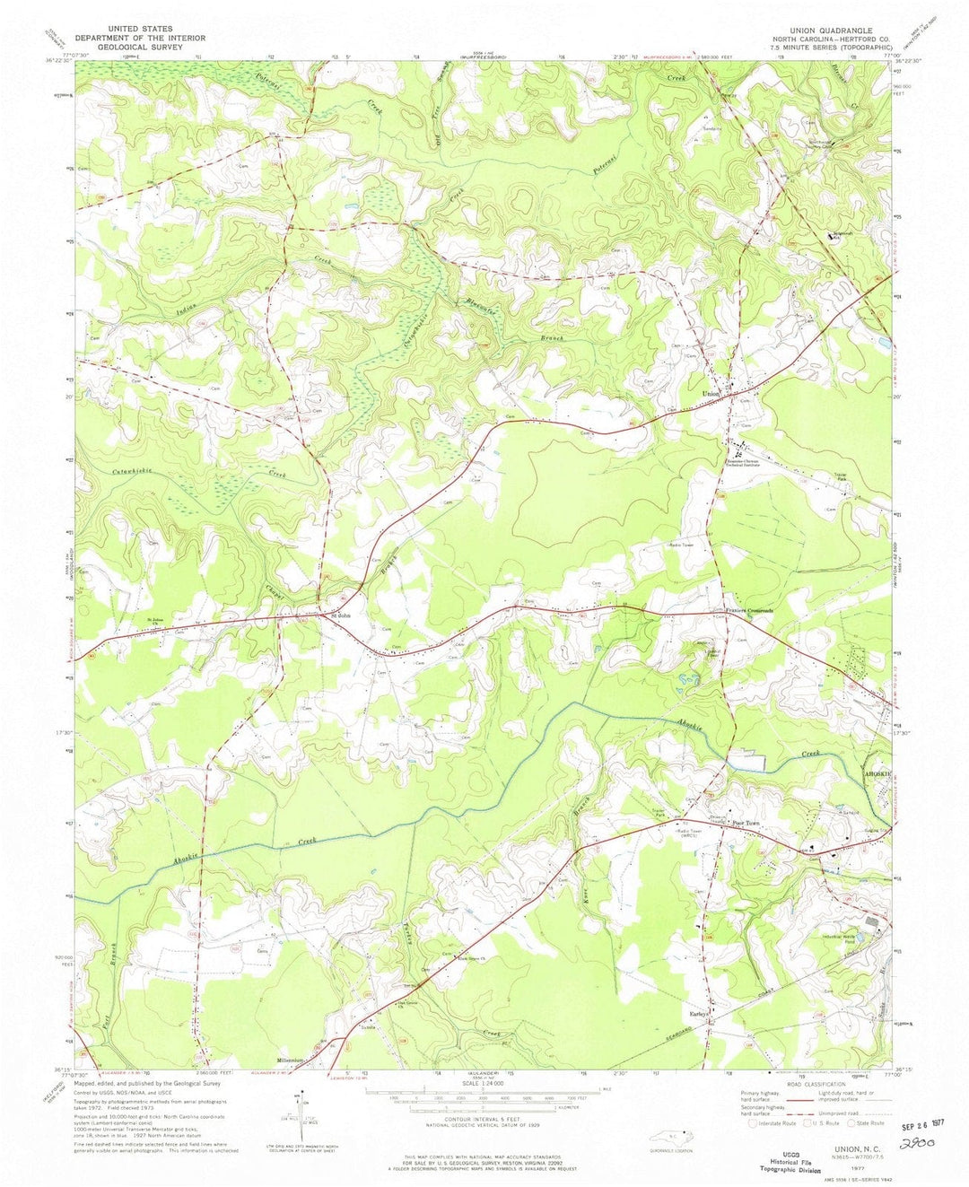 1977 Union, NC - North Carolina - USGS Topographic Map