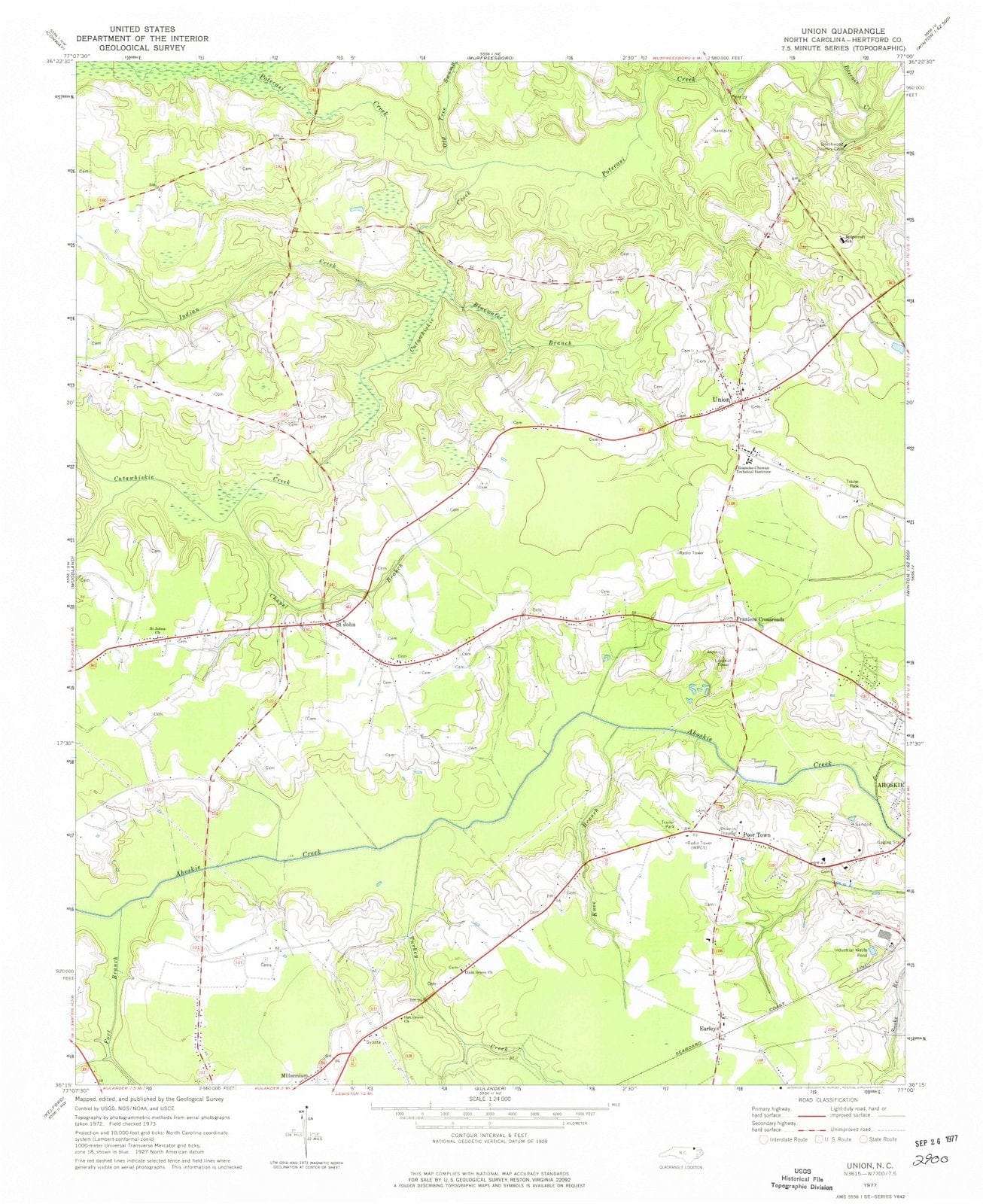 1977 Union, NC - North Carolina - USGS Topographic Map