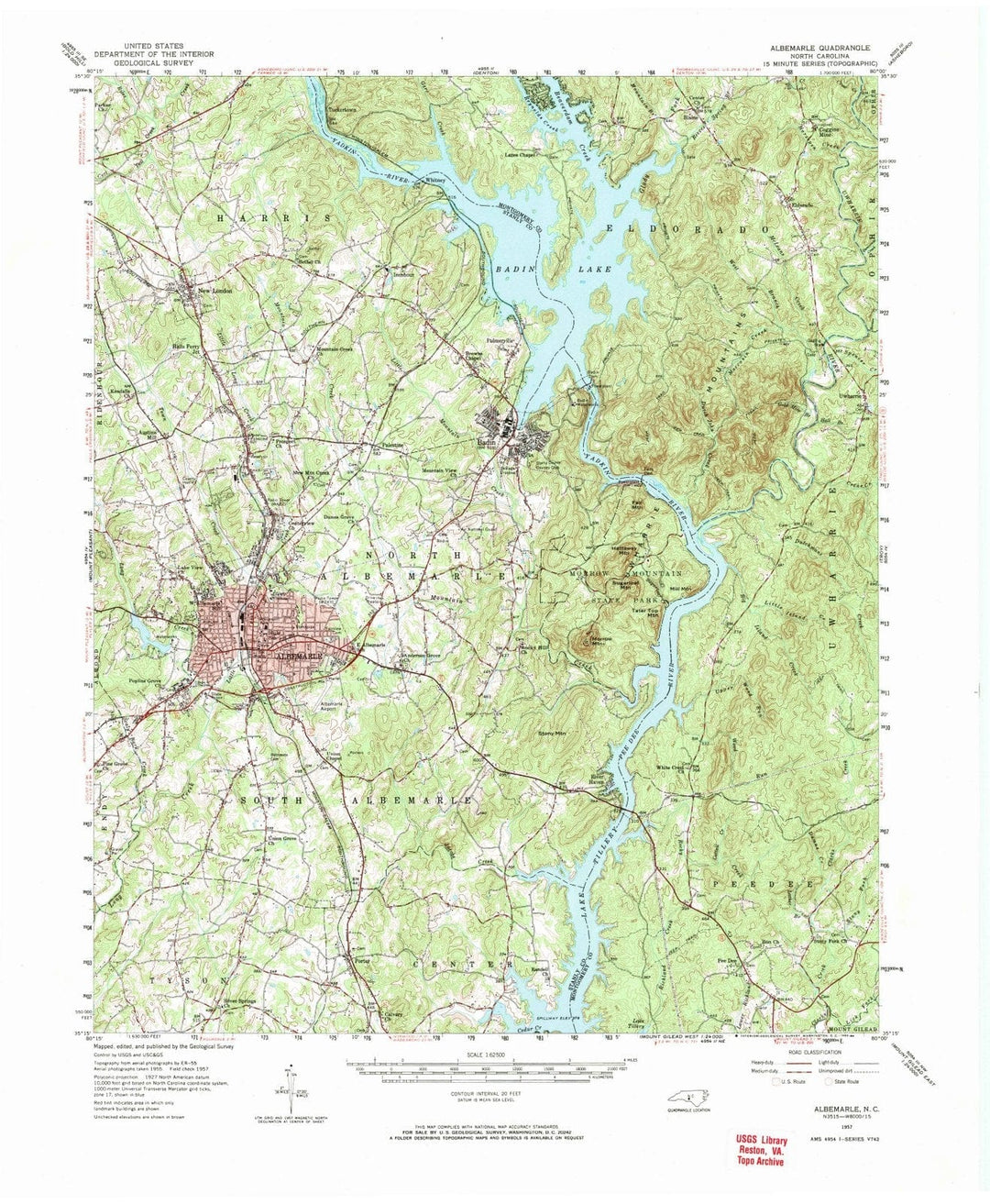 1957 Albemarle, NC - North Carolina - USGS Topographic Map
